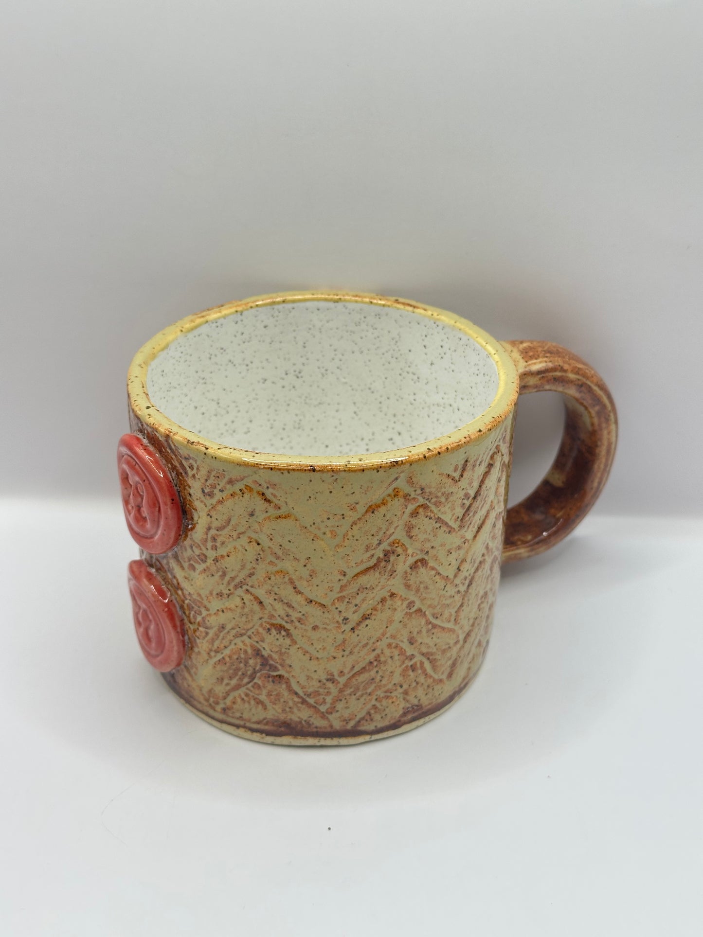 Soup Mug 16 oz - Sweater Texture w/Buttons - Multiple Colors