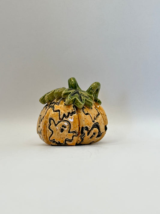 Pumpkin - Tiny Orange & Black Ghosts