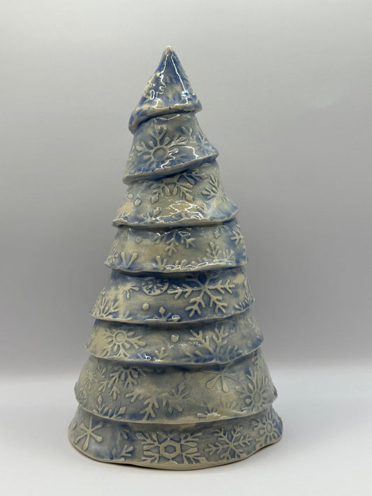 Christmas Tree - Spiral Blue Snowflakes