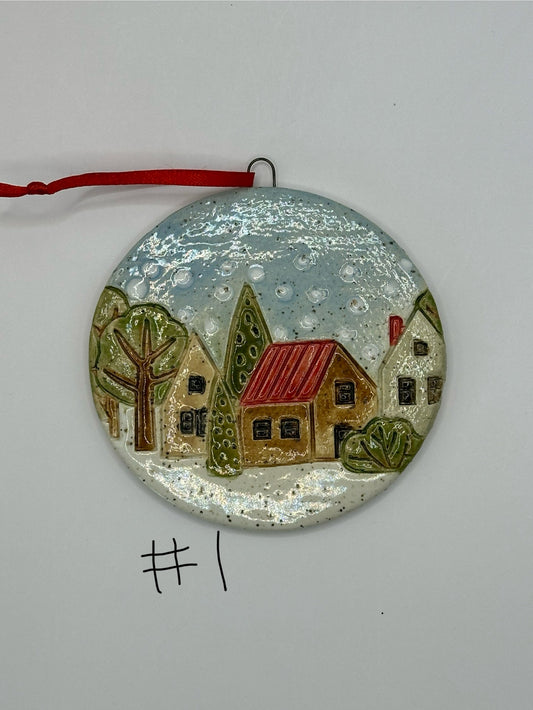 Christmas Ornaments - Round Winter Village (multiple styles available)