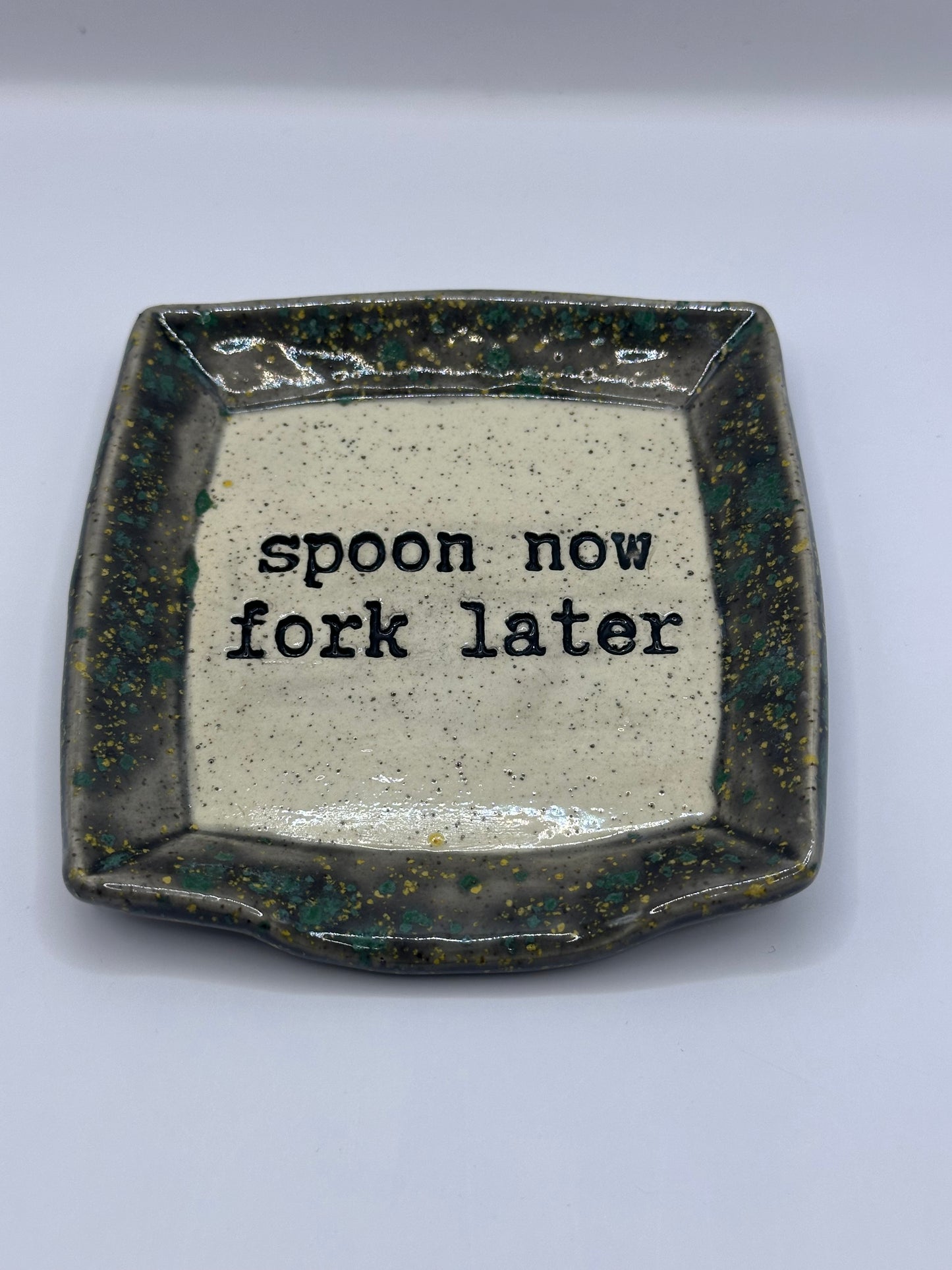 Spoon Rest Square - Spoon now fork later - multiple colors