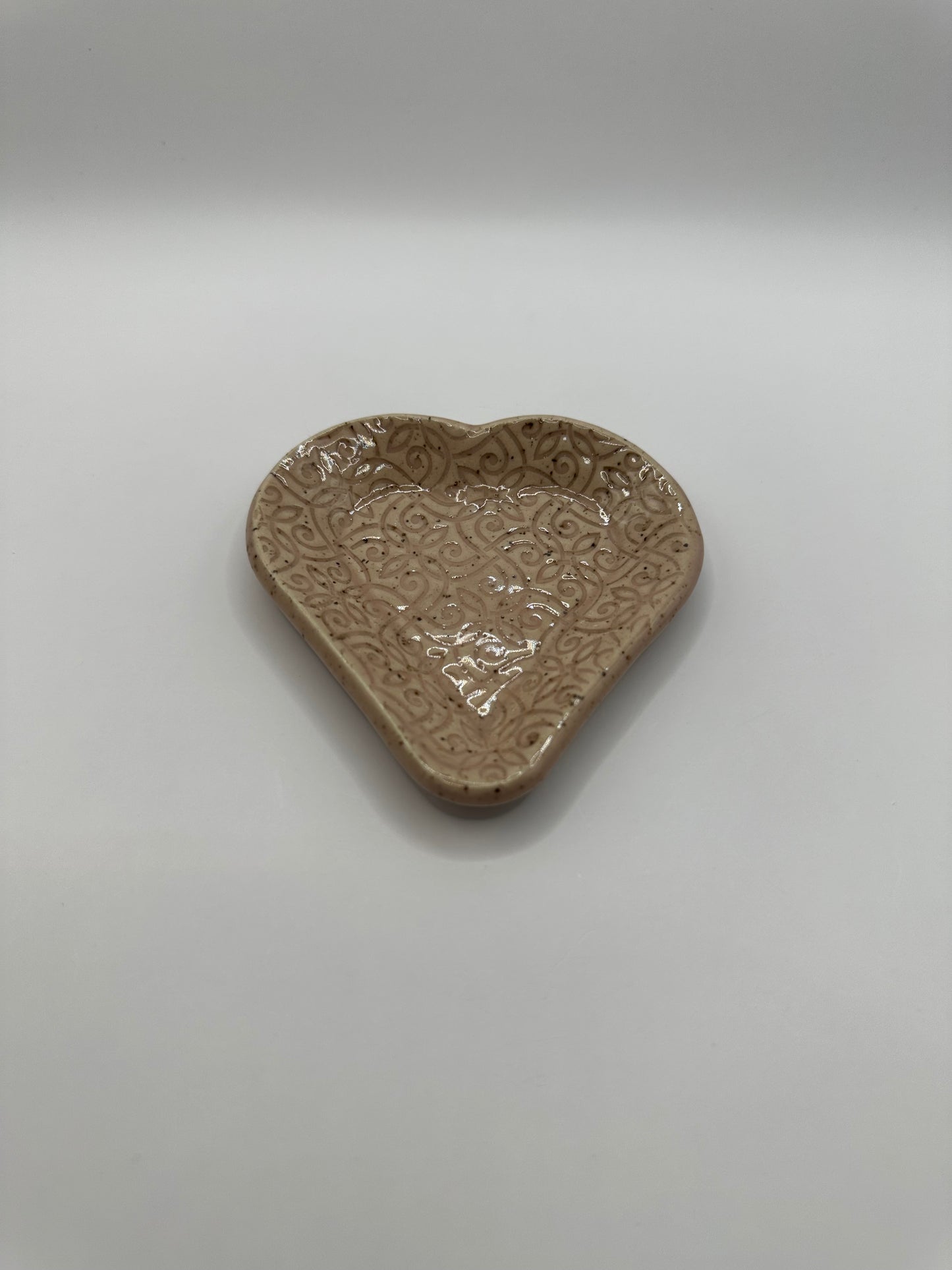 Heart Dish - Small Pink Scroll