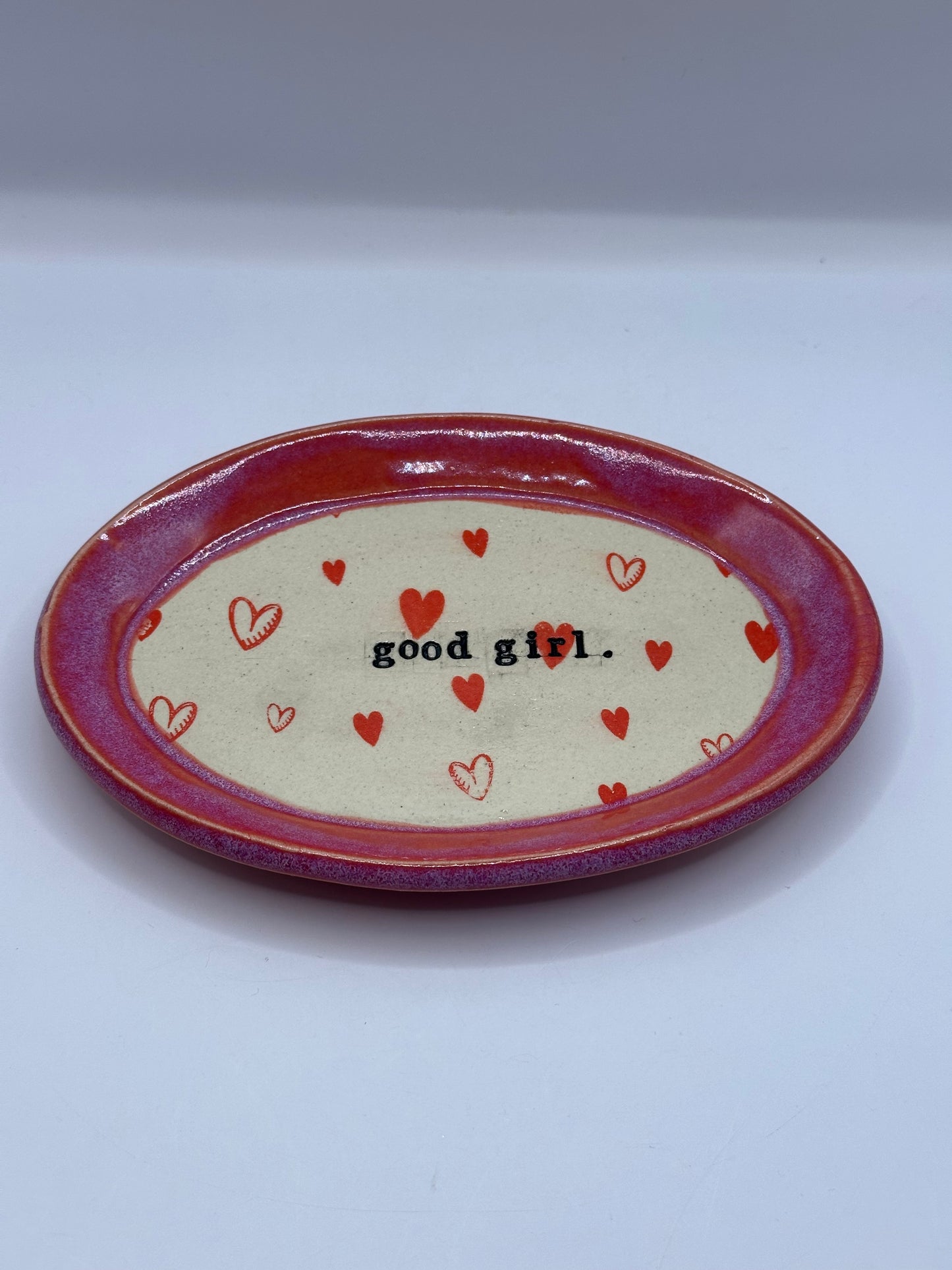 Oval Dish - Good Girl - Bougainvillea Hearts
