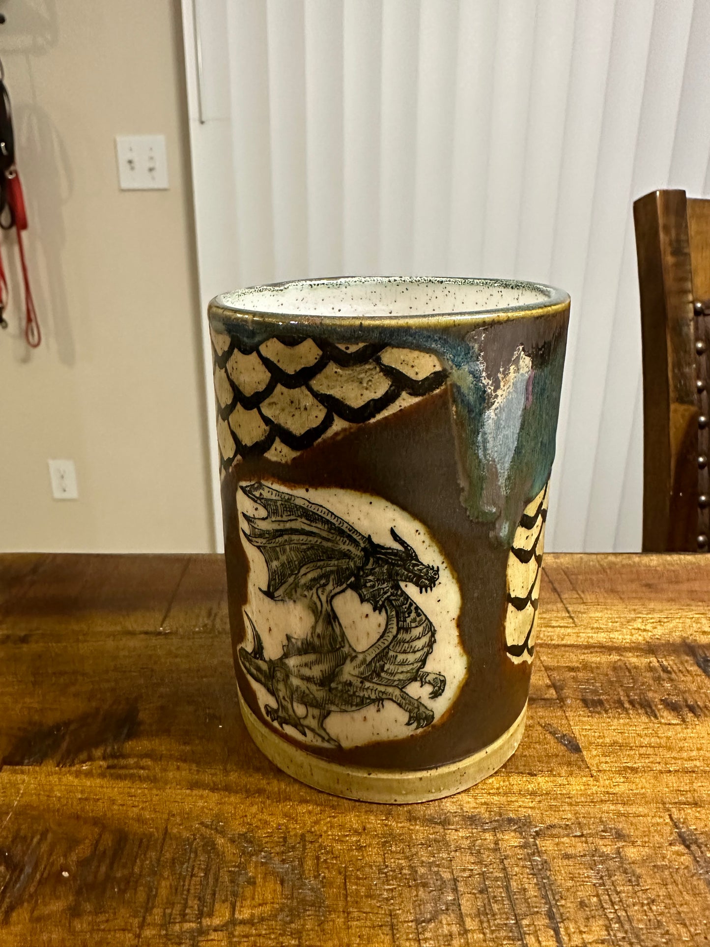 Mug - Dragon Scales Green & Black Walnut (Handleless)