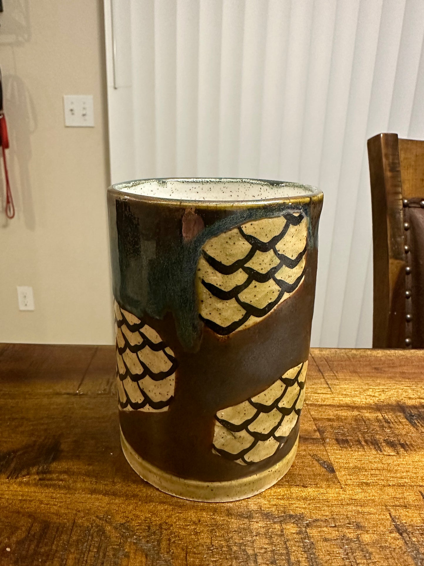 Mug - Dragon Scales Green & Black Walnut (Handleless)